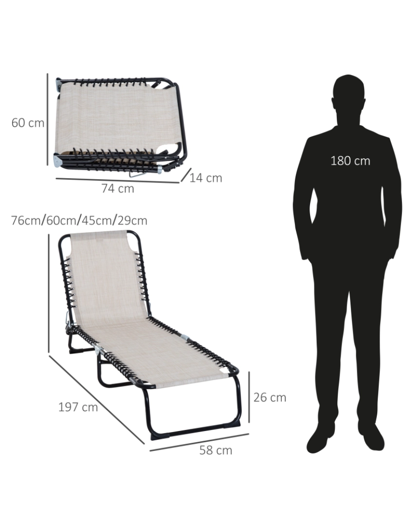 imagem de Espreguiçadeira Dobrável 197x58x76cm cor creme branco 84B-206CW3