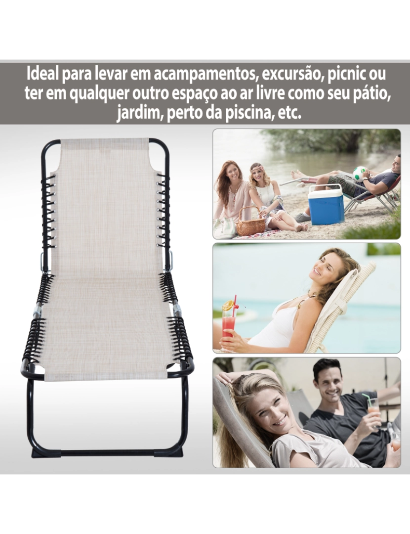 imagem de Espreguiçadeira Dobrável 197x58x76cm cor creme branco 84B-206CW7