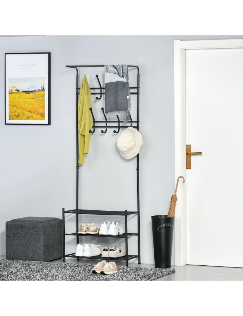 imagem de Móvel Cabide de Entrada 67x30x185cm cor preto 831-115BK9