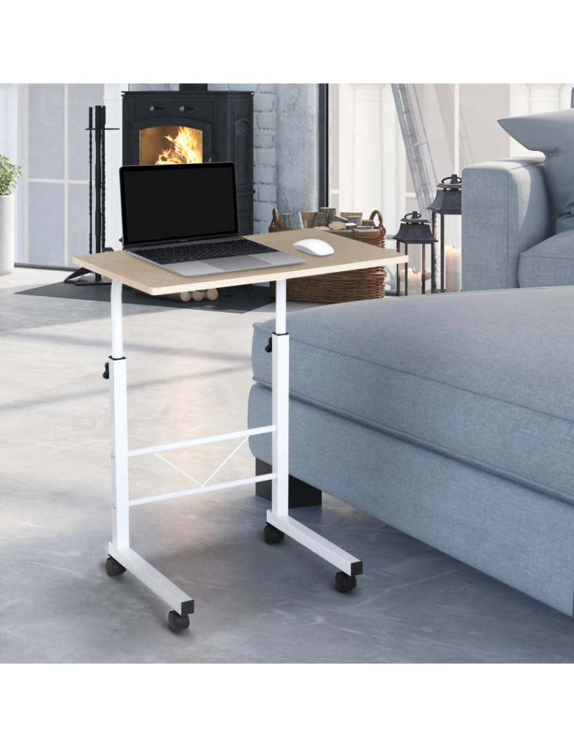 imagem de Mesa de computador 60x40x(68-78)cm cor blanco y madera 836-0572