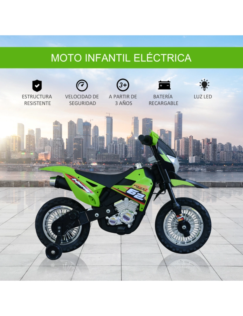 imagem de Motocicleta Elétrica para Crianças 107x53x70cm cor verde 370-044GN4
