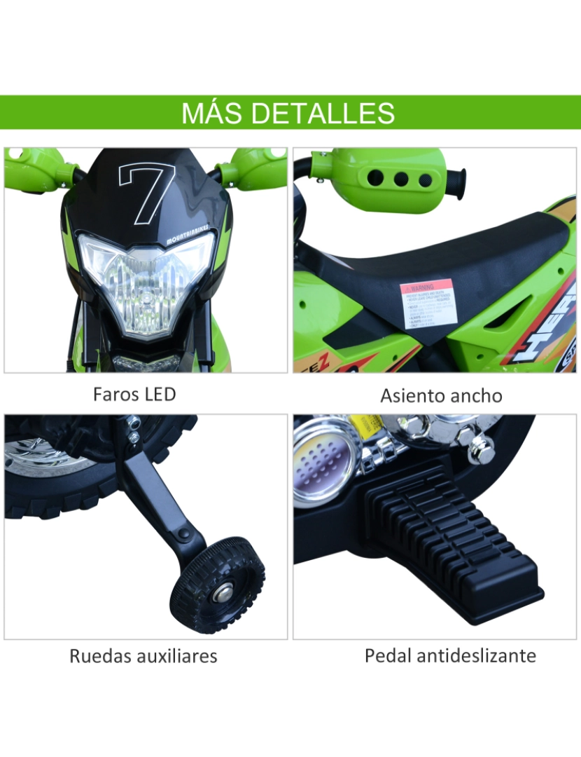 imagem de Motocicleta Elétrica para Crianças 107x53x70cm cor verde 370-044GN6