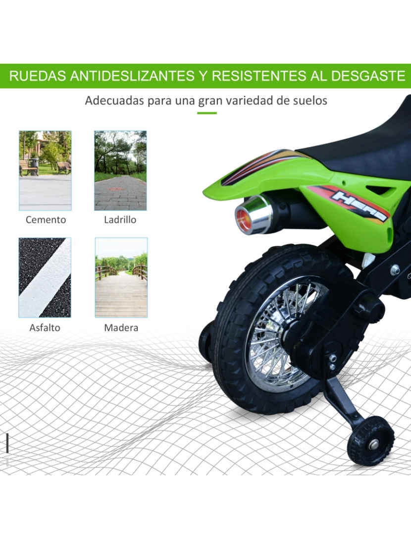 imagem de Motocicleta Elétrica para Crianças 107x53x70cm cor verde 370-044GN7