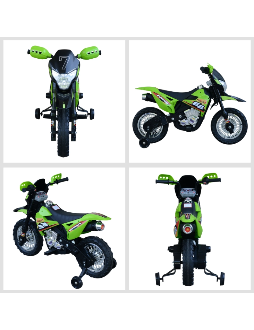 imagem de Motocicleta Elétrica para Crianças 107x53x70cm cor verde 370-044GN8
