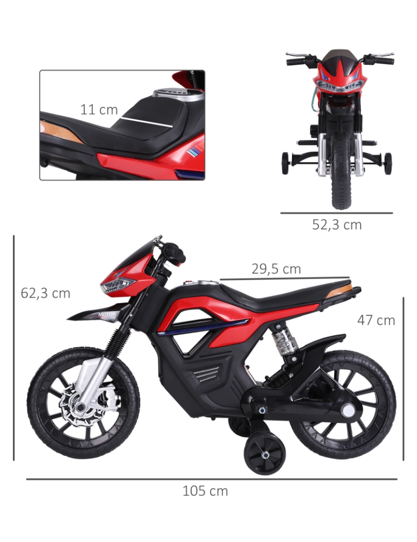 imagem de Motocicleta Elétrica 105x52,3x62,3cm cor vermelho 370-068RD3