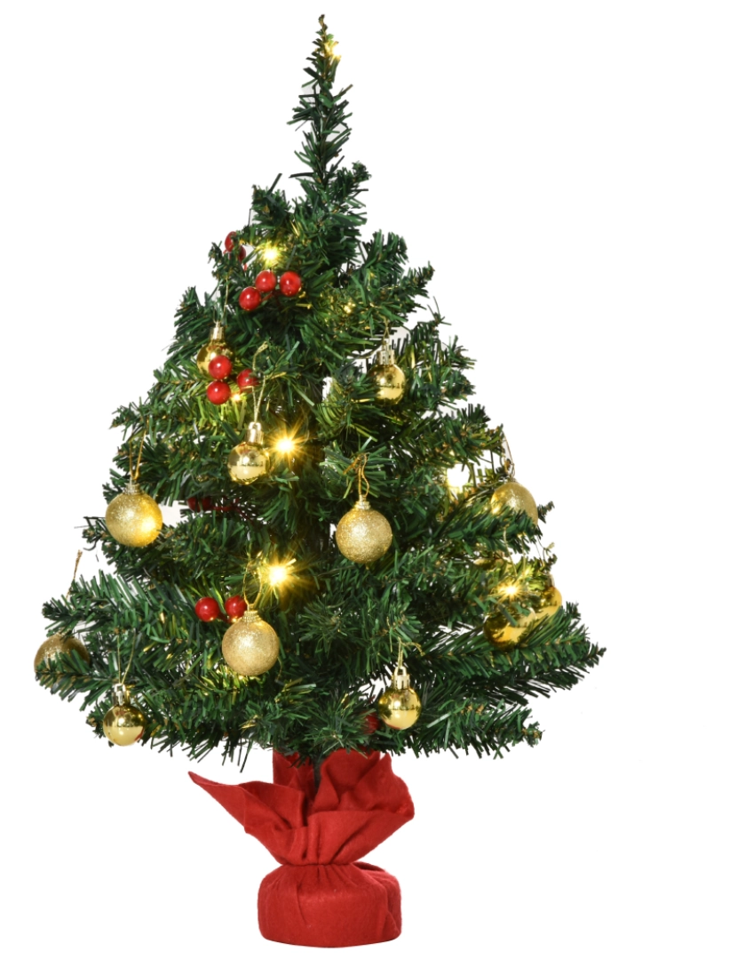 Homcom - HOMCOM Mini Árvore de Natal 60cm Artificial Decoração de Natal de Pinheiro com Suporte Metálico 73 Ramos PVC Ø20x60cm Verde