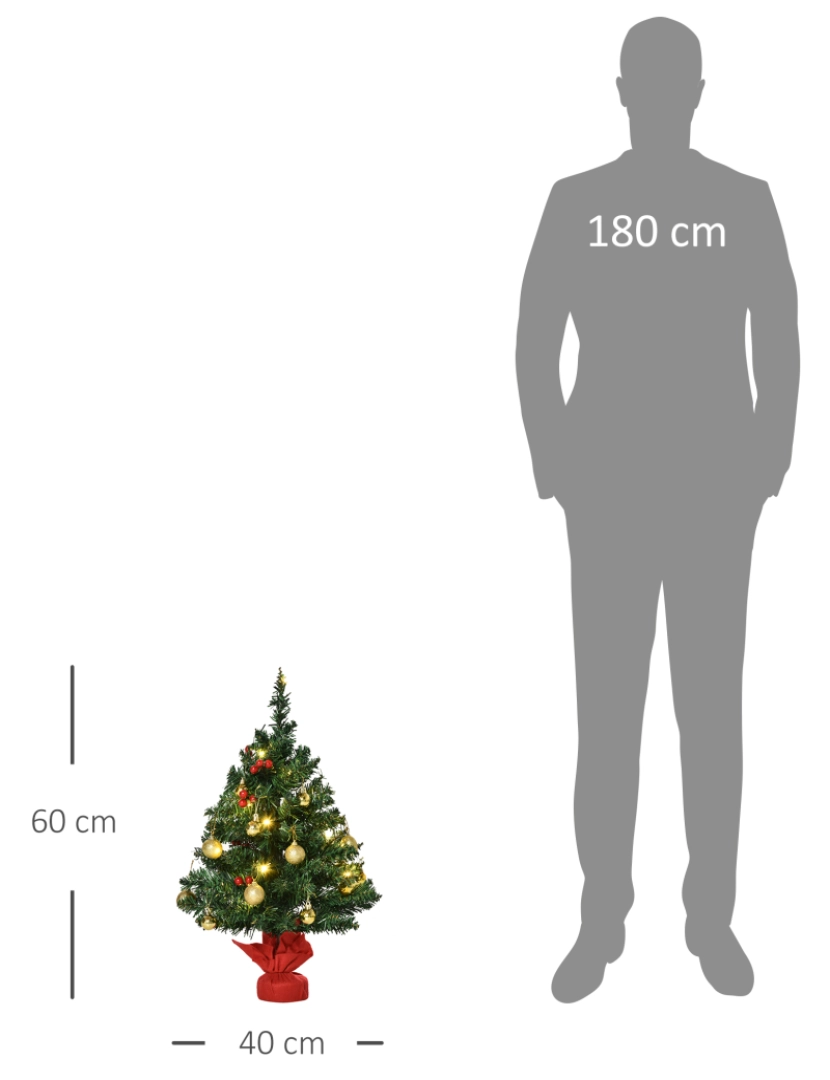 imagem de HOMCOM Mini Árvore de Natal 60cm Artificial Decoração de Natal de Pinheiro com Suporte Metálico 73 Ramos PVC Ø20x60cm Verde3