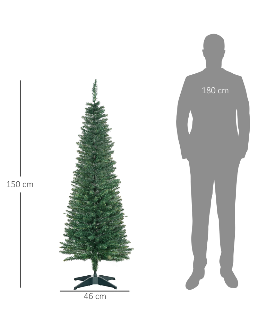 imagem de HOMCOM Árvore de Natal Artificial 150cm Ignífugo com 294 Pontas de Ramo PVC e Suporte de Metal Decoração de Natal para Interiores Fácil de Montar Verde3