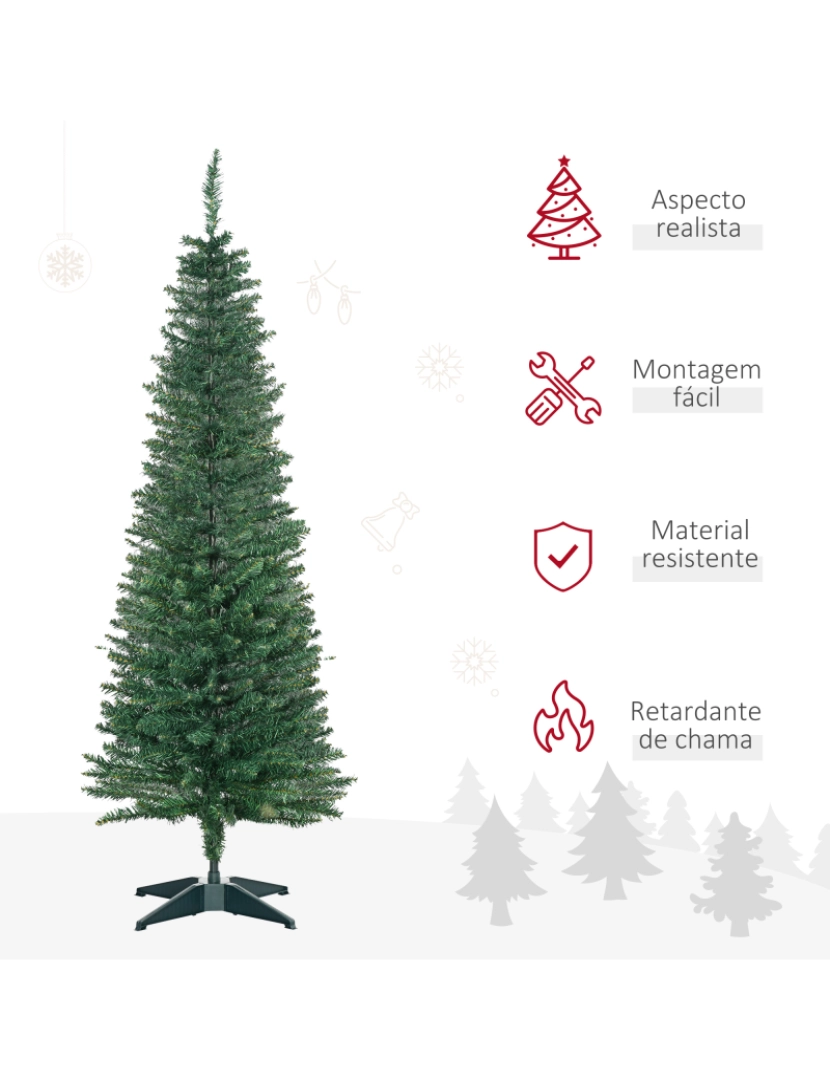 imagem de HOMCOM Árvore de Natal Artificial 150cm Ignífugo com 294 Pontas de Ramo PVC e Suporte de Metal Decoração de Natal para Interiores Fácil de Montar Verde4