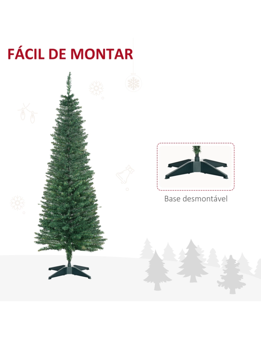imagem de HOMCOM Árvore de Natal Artificial 150cm Ignífugo com 294 Pontas de Ramo PVC e Suporte de Metal Decoração de Natal para Interiores Fácil de Montar Verde6