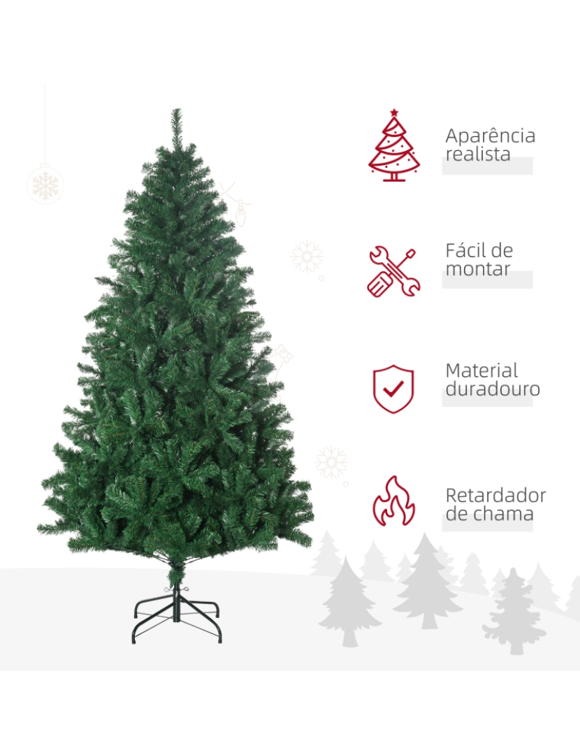 imagem de HOMCOM Árvore de natal ∅115x180cm Artificial Árvores Decoração de Natal com 1492 Ramos de Apoio em Metal4