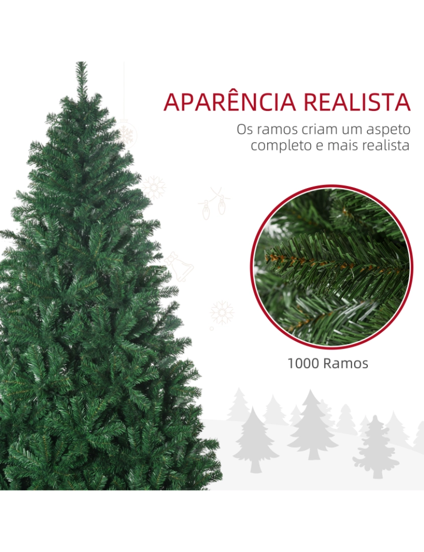 imagem de HOMCOM Árvore de natal ∅115x180cm Artificial Árvores Decoração de Natal com 1492 Ramos de Apoio em Metal5