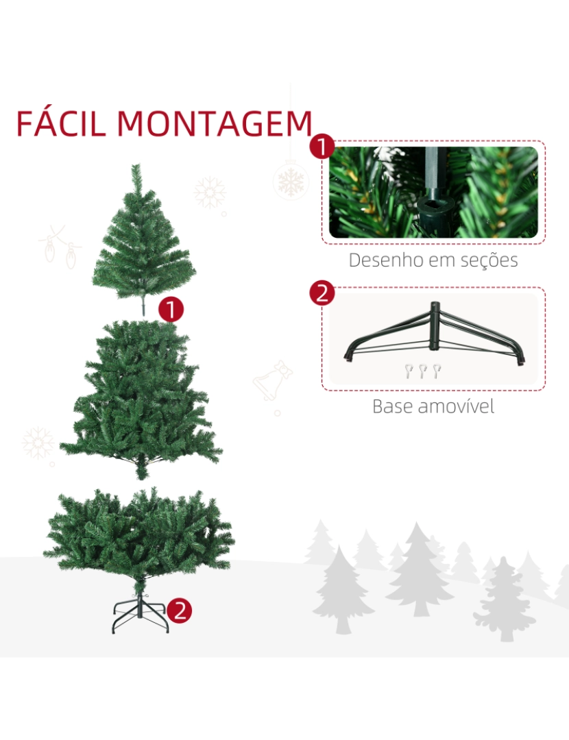 imagem de HOMCOM Árvore de natal ∅115x180cm Artificial Árvores Decoração de Natal com 1492 Ramos de Apoio em Metal7