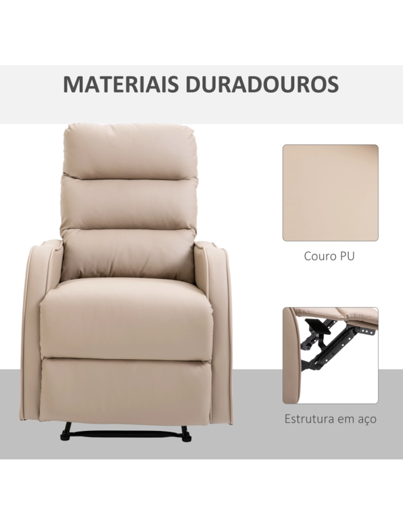 imagem de Reclinável manual do sofá 65cmx89cmx100cm cor marrom 833-7046