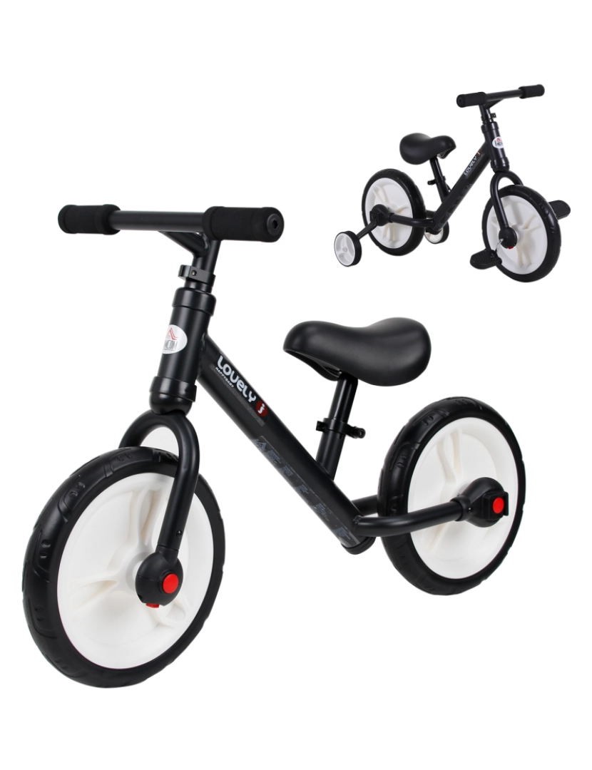 Homcom - Bicicleta de Equilibrio 85x36x54cm cor preto 370-091BK