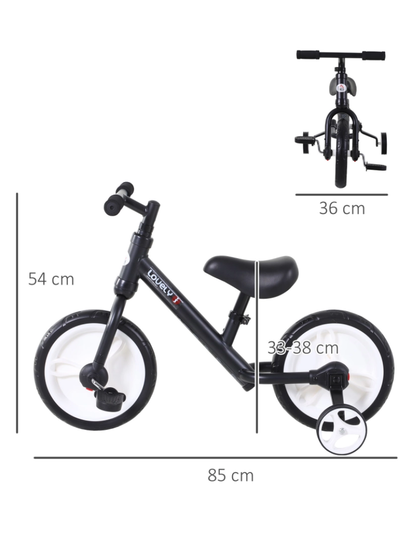 imagem de Bicicleta de Equilibrio 85x36x54cm cor preto 370-091BK3