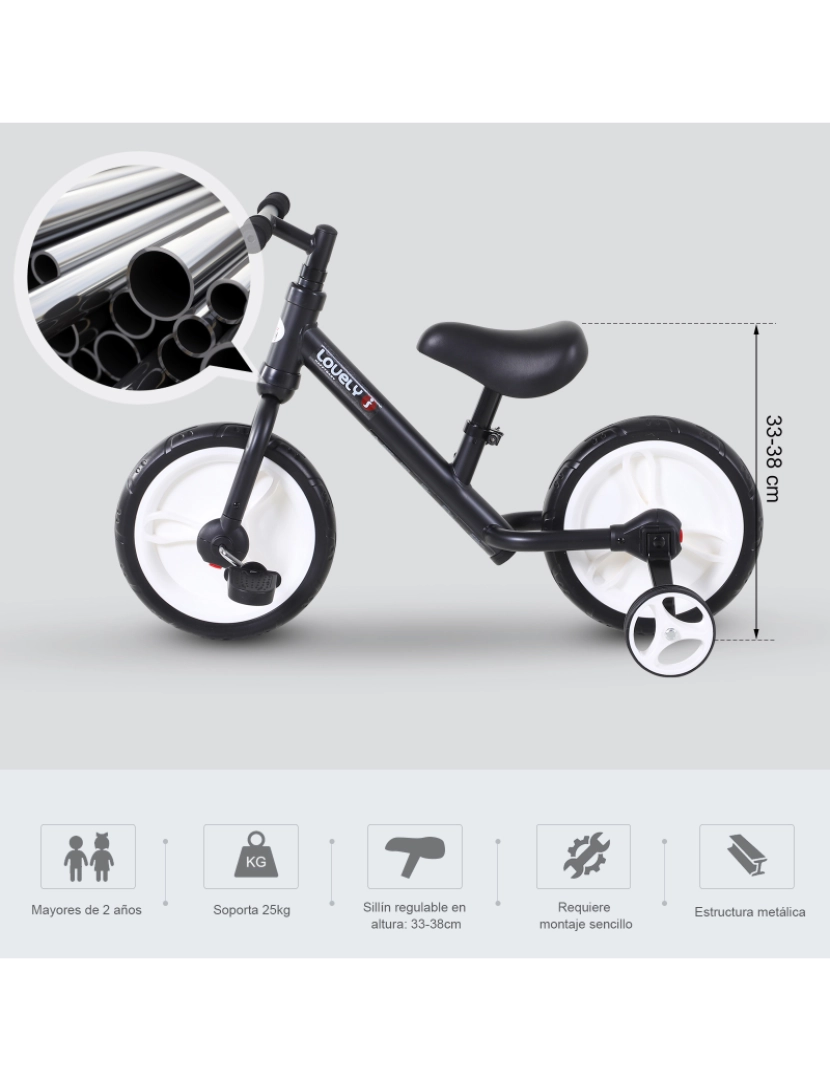 imagem de Bicicleta de Equilibrio 85x36x54cm cor preto 370-091BK4