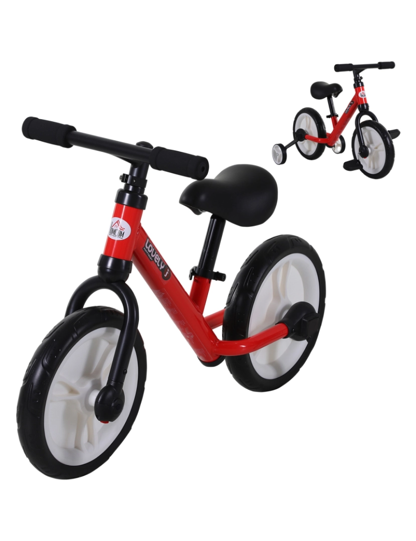 Homcom - Bicicleta Infantil 85x36x54cm cor vermelho 370-091RD
