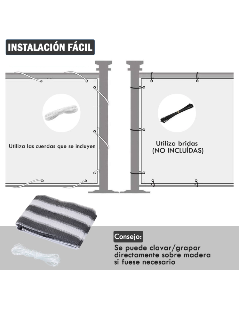 imagem de Tela de proteção 5x0,9m cor gris y blanco 844-277GY4