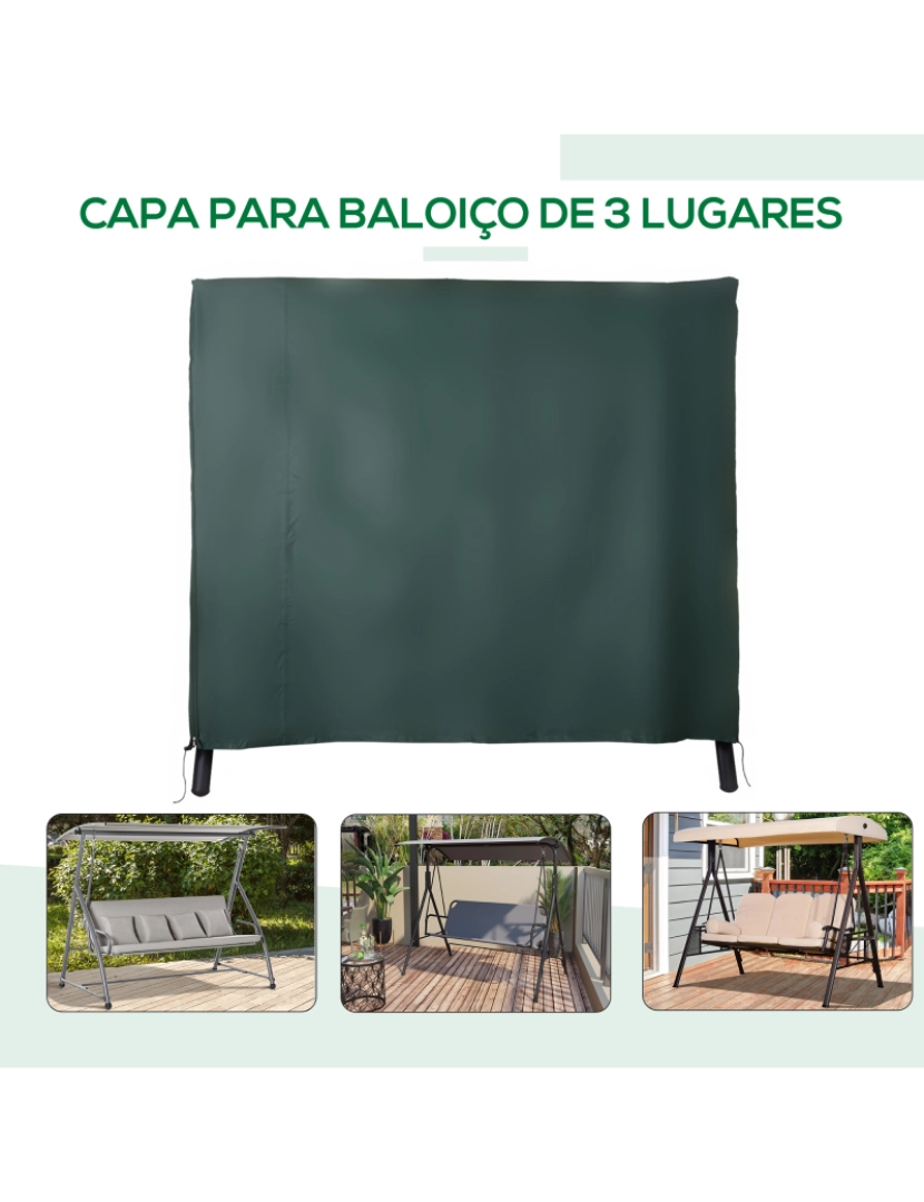 imagem de Capa para Móveis de Jardim 205x124x164cm cor verde escuro 84B-4465