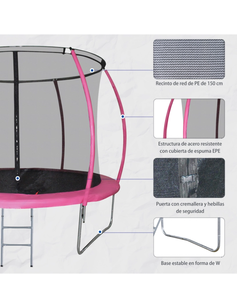 imagem de Trampolim para Crianças 244x244x205cm cor rosa A71-011PK4