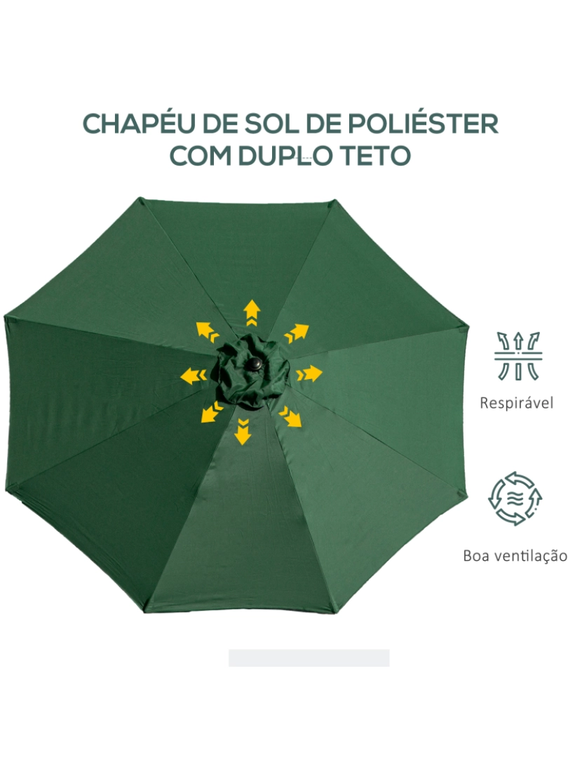 imagem de Chapéu de Sol de Jardim Ø295x250cm cor verde 840-070GN8