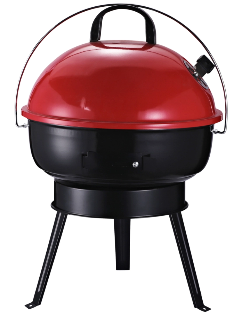 Outsunny - Barbecue a Carvão Ø36,5x54cm cor preto e vermelho 846-062RD