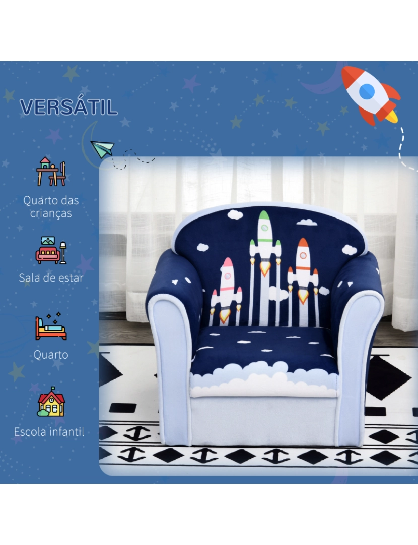 imagem de Poltrona para Crianças 50x39x44cm cor azul 310-026BU6