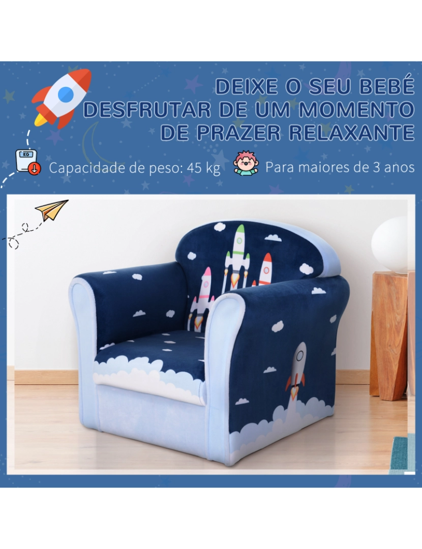 imagem de Poltrona para Crianças 50x39x44cm cor azul 310-026BU7