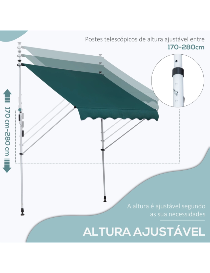 imagem de Toldo de Fachada 200x150x(170-280)cm cor verde 840-182GN4