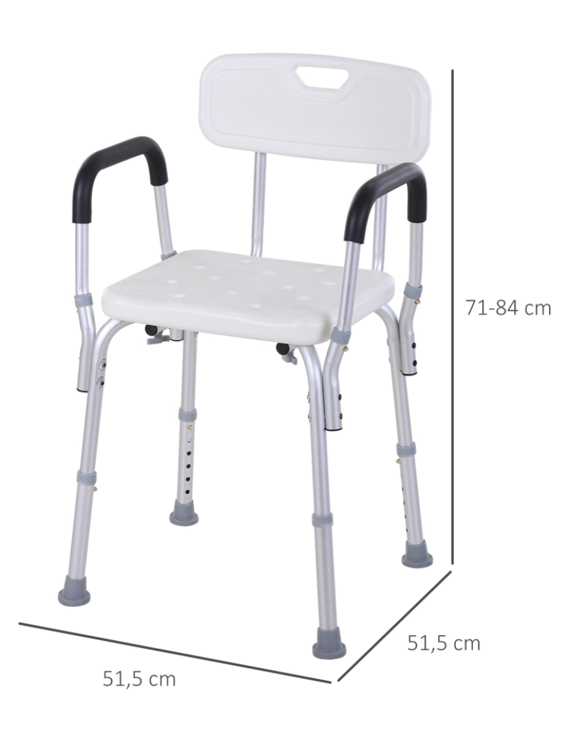 imagem de Cadeira de Duche 51,5x43,5x(71-84)cm cor blanco 713-0533