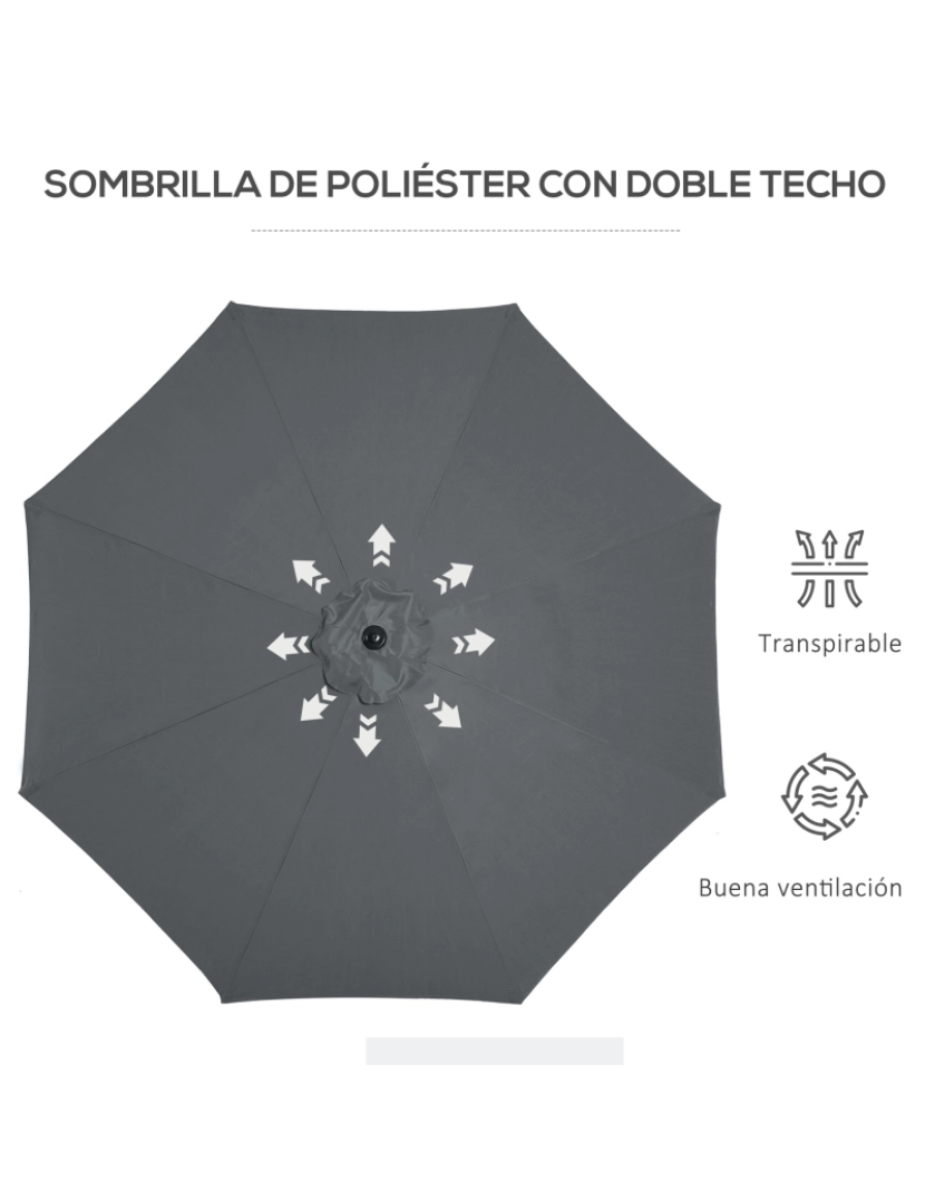 imagem de Chapéu de Sol de Jardim Ø295x250cm cor cinza escuro 840-070CG5