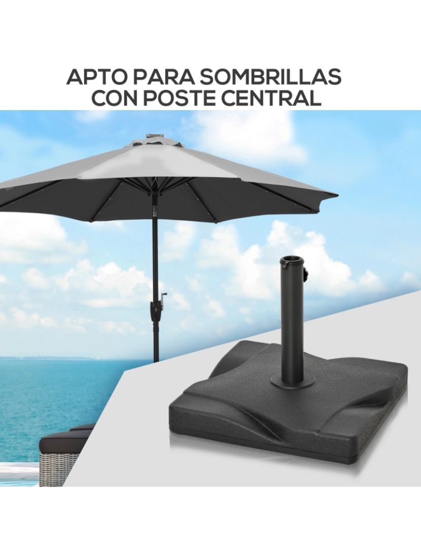 imagem de Base para Chapéu de Sol Quadrada 41,5x41,5x35cm cor preto 84D-0786