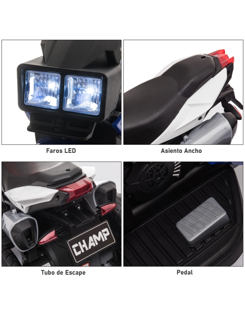 imagem de Motocicleta Elétrica para Crianças 86x42x52cm cor azul e preto 370-102BU6