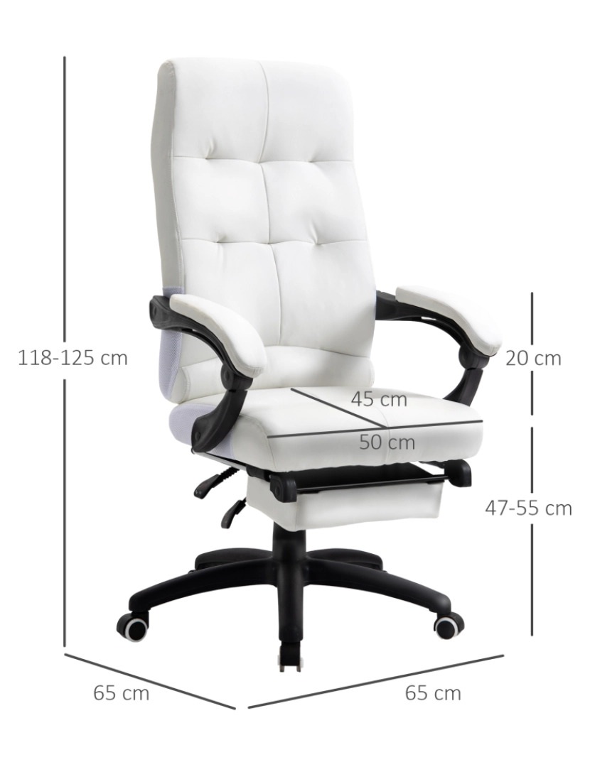 imagem de Cadeira de escritório 65cmx65cmx124cm cor branco 921-524CW3