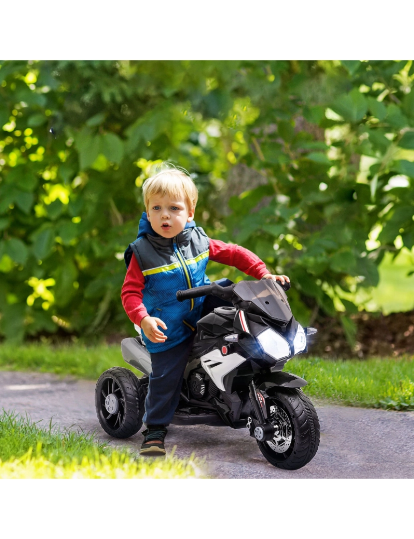 imagem de Motocicleta Elétrica para Crianças 86x42x52cm cor preto e branco 370-103V90BK2