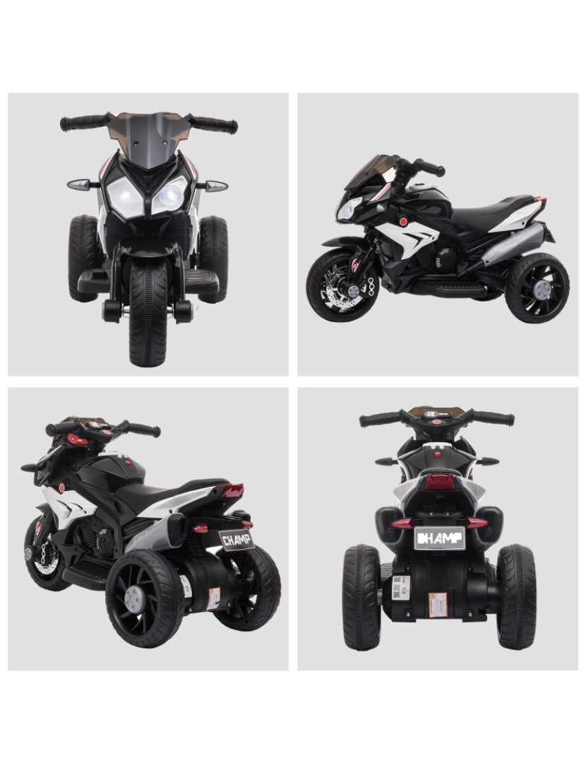 imagem de Motocicleta Elétrica para Crianças 86x42x52cm cor preto e branco 370-103V90BK8