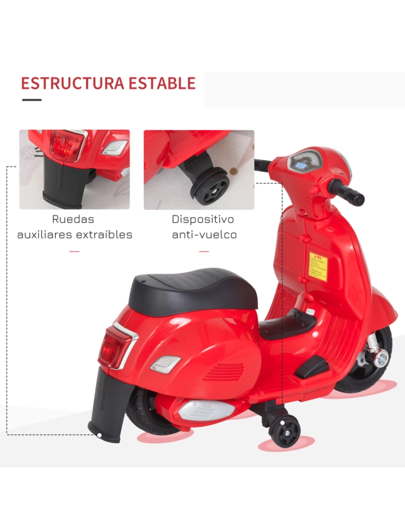 imagem grande de Motocicleta elétrica para crianças 66.5x38x52cm cor vermelho 370-138RD5
