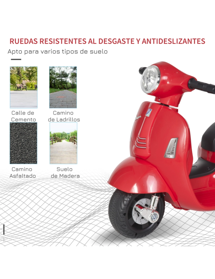 imagem de Motocicleta elétrica para crianças 66.5x38x52cm cor vermelho 370-138RD6