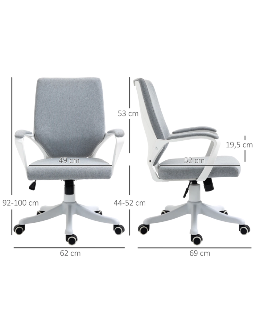 imagem de Cadeira de escritório 62cmx69cmx92-102cm cor cinzento 921-536GY3
