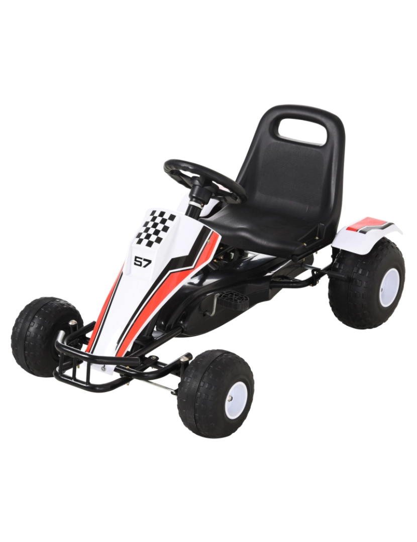Homcom - Go Kart a Pedais Infantil 104x66x57cm cor branco, vermelho e preto 341-036