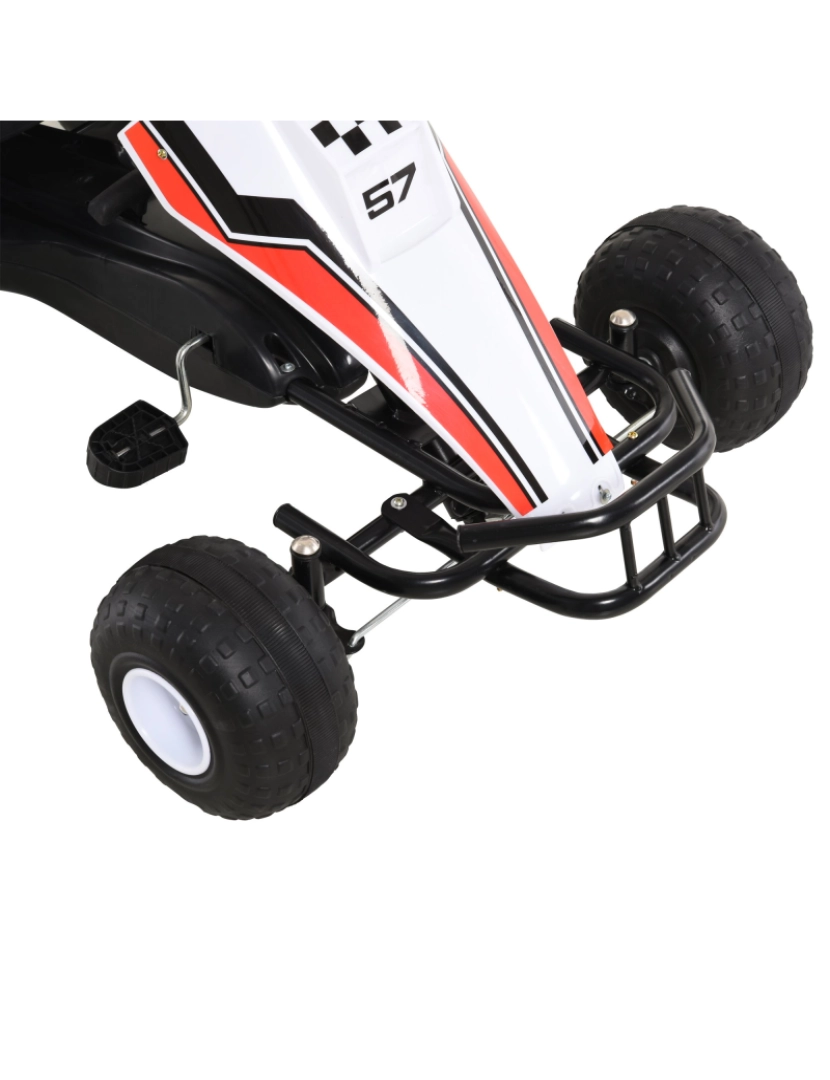 imagem de Go Kart a Pedais Infantil 104x66x57cm cor branco, vermelho e preto 341-0369