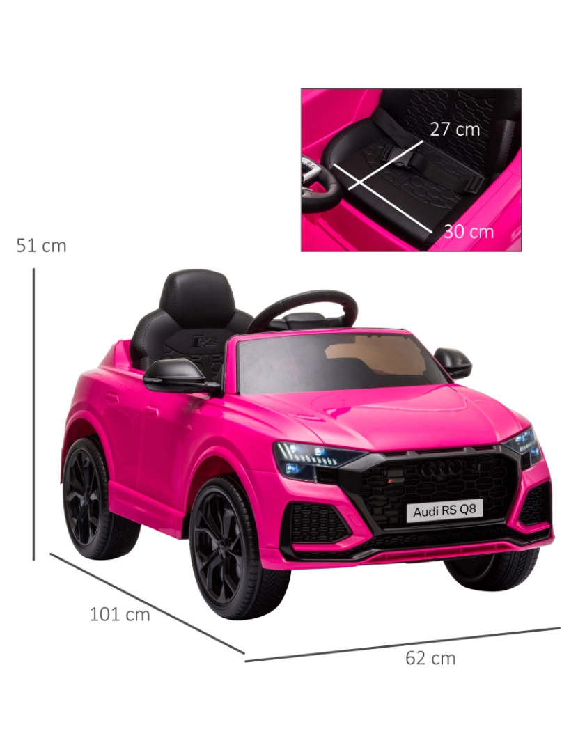 imagem de Carro Elétrico Infantil 101x62x51cm cor rosa 370-169V90PK3