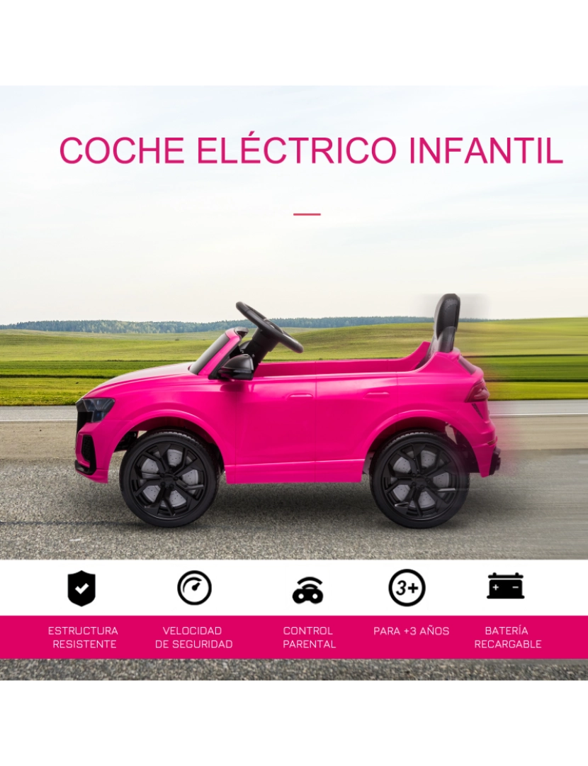 imagem de Carro Elétrico Infantil 101x62x51cm cor rosa 370-169V90PK4