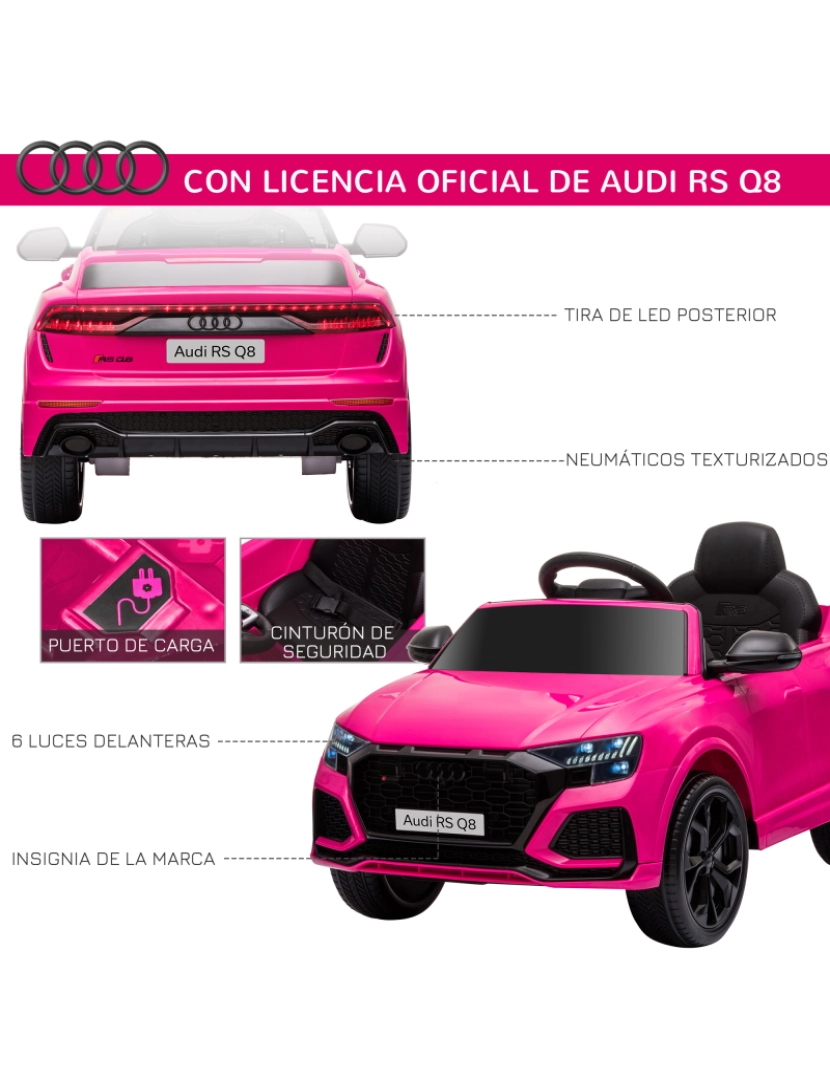imagem de Carro Elétrico Infantil 101x62x51cm cor rosa 370-169V90PK7
