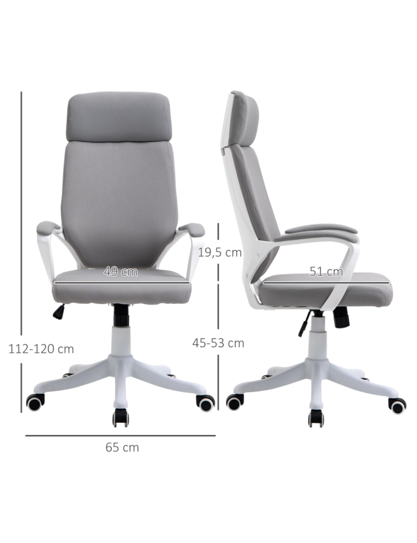 imagem de Cadeira de escritório 63cmx65cmx123cm cor cinza claro 921-5233