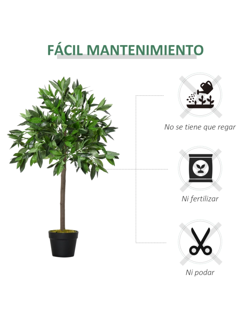 imagem de Outsunny 2 plantas artificiais de 90 cm de altura árvore de Laurel com vaso para sala de estar exterior Verde6