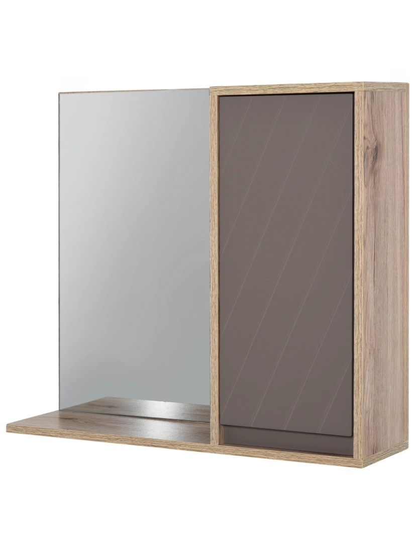 Homcom - Armário de banheiro com espelho 57x14,2x49,2cm cor cor de carvalho 834-244