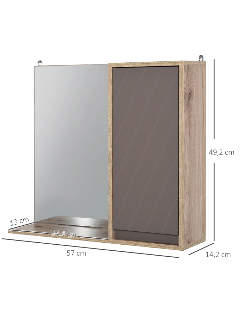 imagem de Armário de banheiro com espelho 57x14,2x49,2cm cor cor de carvalho 834-2443
