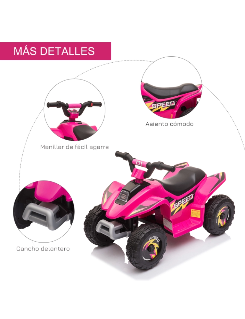 imagem grande de Quadriciclo Elétrico para Crianças 72x40x45.5cm cor rosa 370-166V90PK6